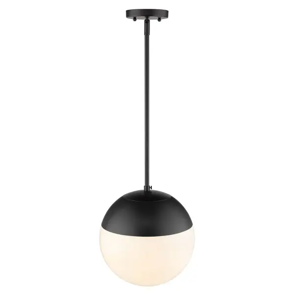 Golden Lighting Dixon 1-Light Pendant with Matte Black Shade and Opal Glass - Image 3