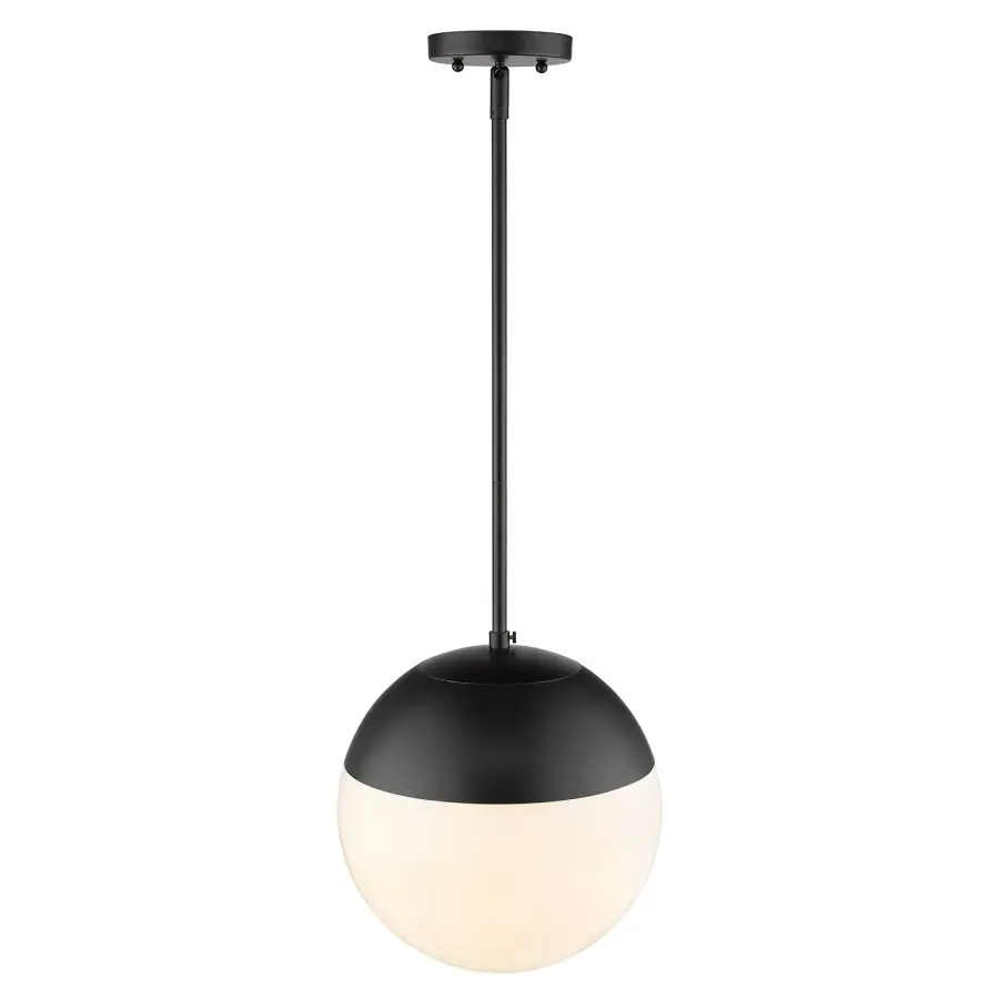 Golden Lighting Dixon 1-Light Pendant with Matte Black Shade and Opal Glass - Image 3
