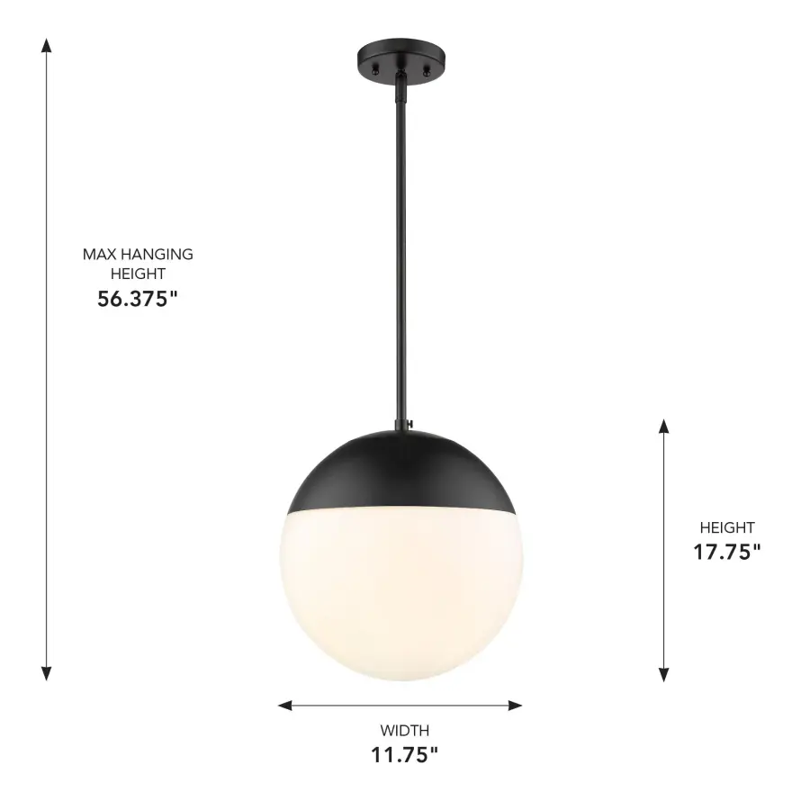 Golden Lighting Dixon 1-Light Pendant with Matte Black Shade and Opal Glass - Image 5