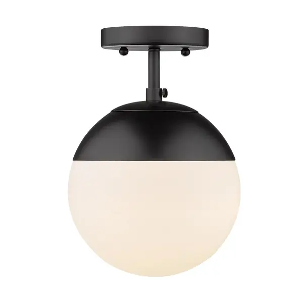 The Dixon semi-flush mount delivers contemporary elegance with its matte black frame and opal glass shade. Compact at 7.5" wide, it provides soft, diffused lighting perfect for modern spaces with lower ceilings.