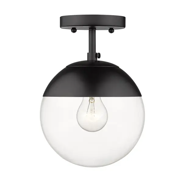 The Dixon semi-flush mount delivers mid-century modern sophistication in a compact 7.5-inch profile. Its matte black steel frame and clear glass shade provide unobstructed illumination, perfect for smaller spaces needing style and function.