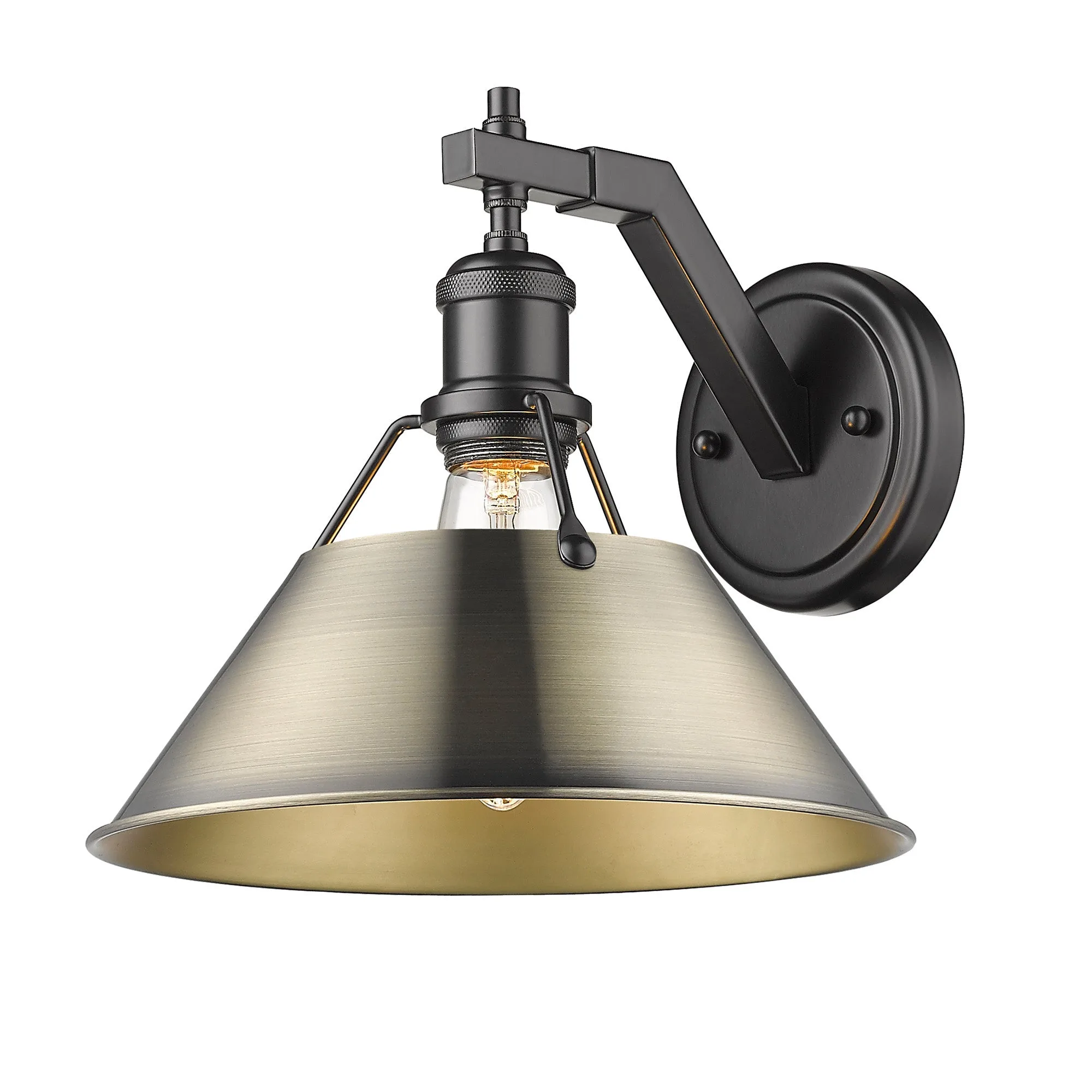 Orwell 1-Light Wall Sconce in Matte Black with Aged Brass Shade