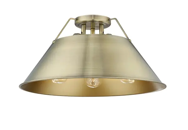 Orwell 3-Light Flush Mount in Aged Brass - Image 1