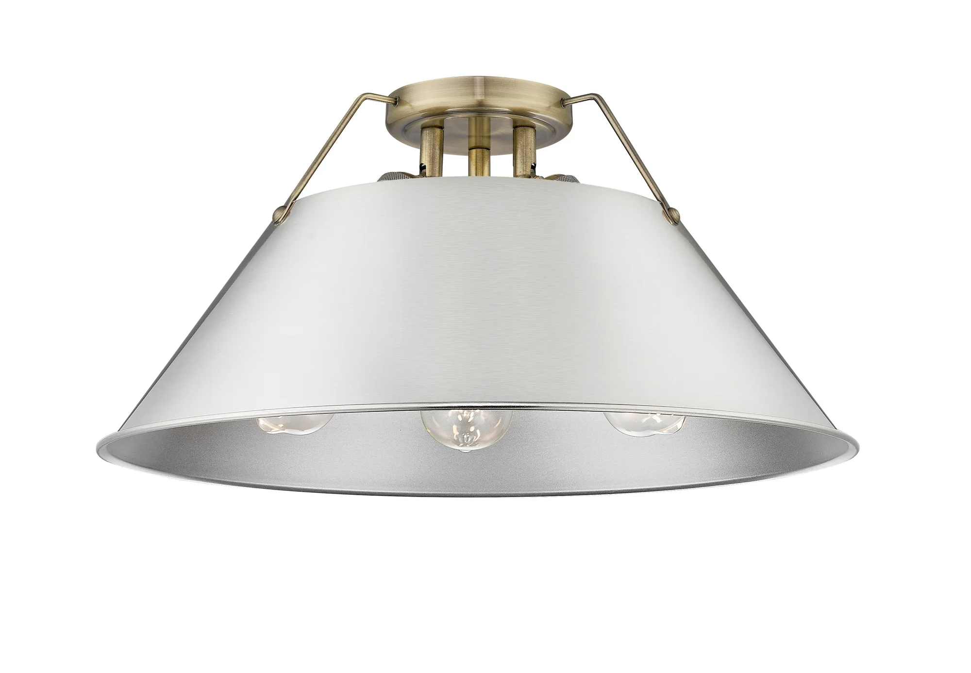 Orwell 3-Light Flush Mount in Aged Brass with Pewter Shade