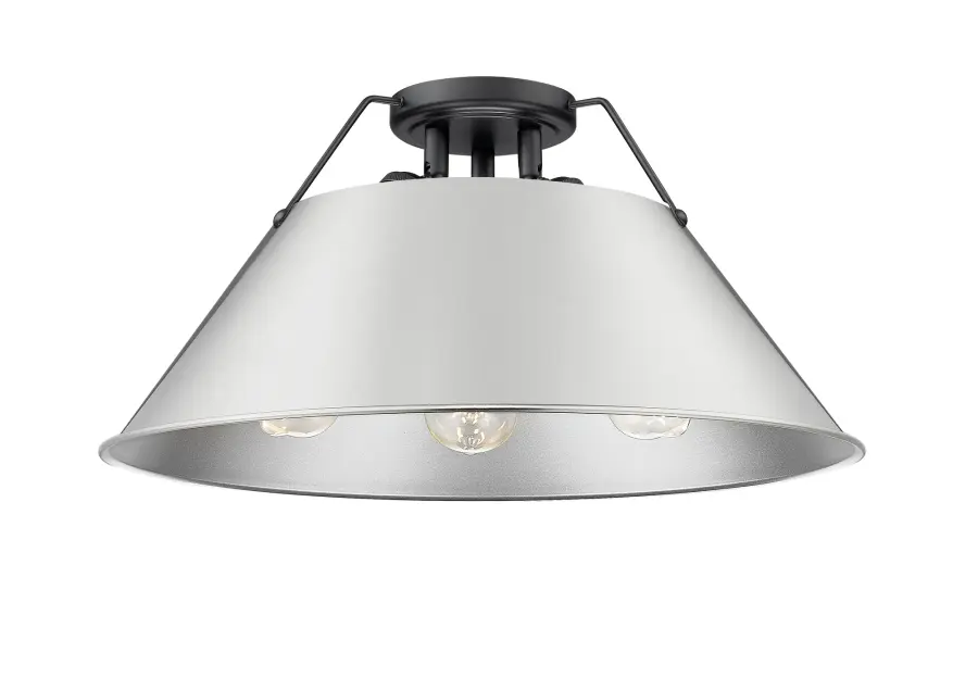 Yep by Golden Lighting Orwell 3-Light Flush Mount in Matte Black and Pewter - Image 1