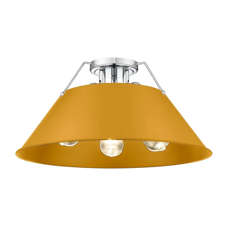 Orwell 3-Light Flush Mount in Chrome with Auric Yellow Shade - Image 1