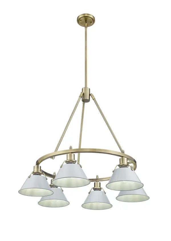 Orwell 6-Light Chandelier in Aged Brass with Dusky Blue Shade - Image 3