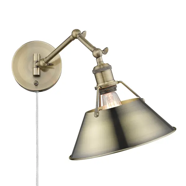 Orwell Swing Arm Wall Lamp in Aged Brass - Image 1