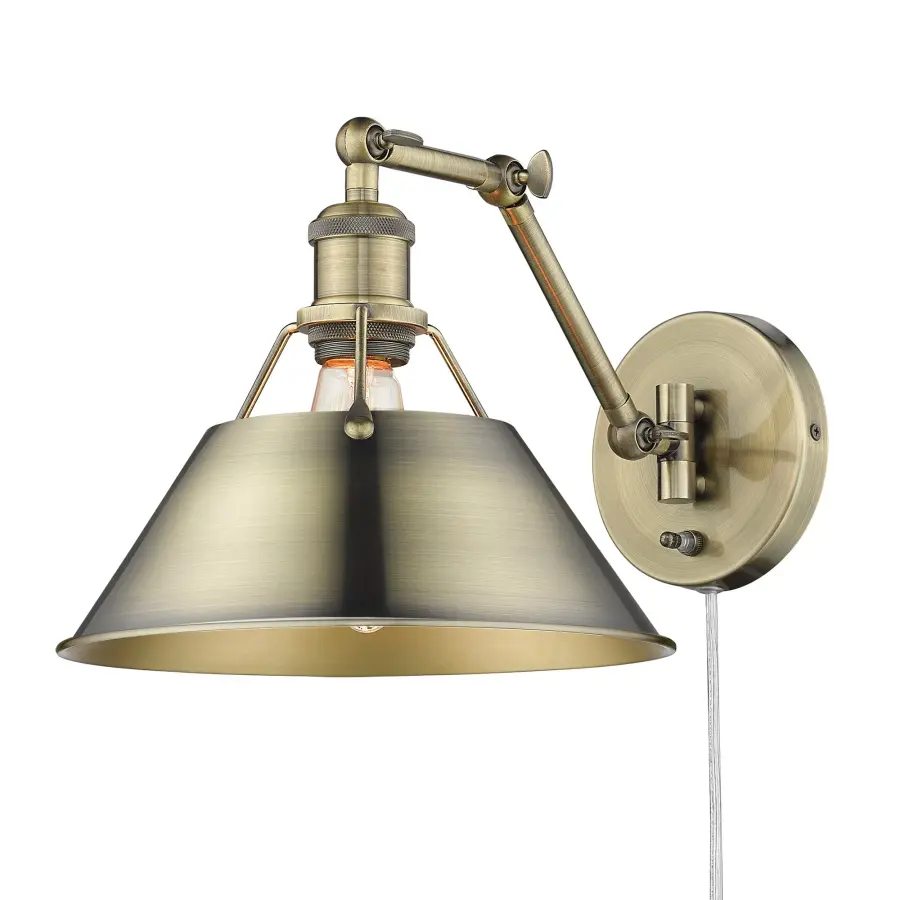 Orwell Swing Arm Wall Lamp in Aged Brass - Image 2
