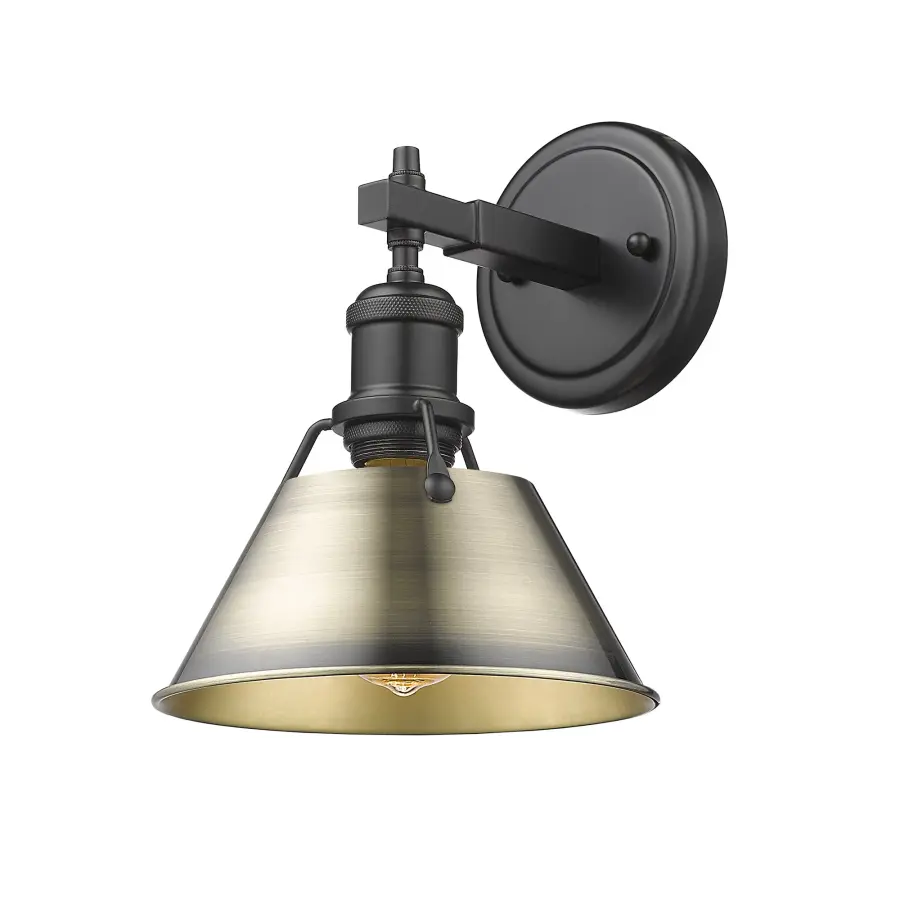 Orwell 1-Light Vanity in Matte Black and Aged Brass - Image 1