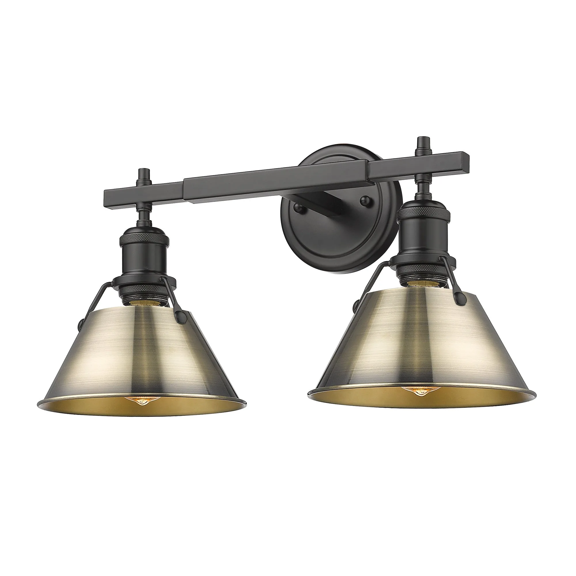 Orwell 2-Light Vanity in Matte Black and Aged Brass