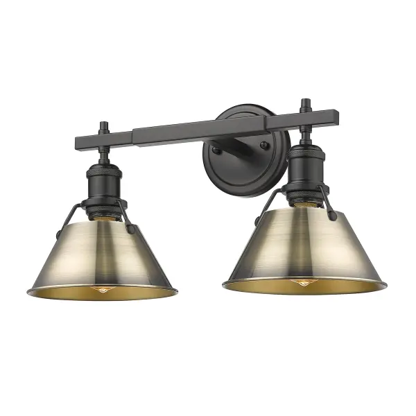 Orwell 2-Light Vanity in Matte Black and Aged Brass - Image 1