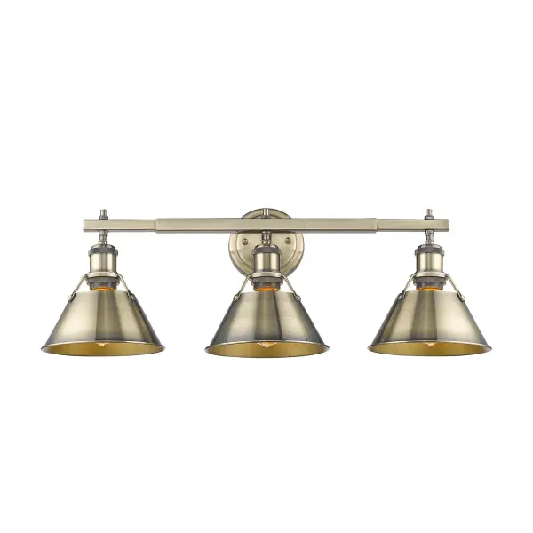 Orwell 3-Light Vanity in Aged Brass - Image 1