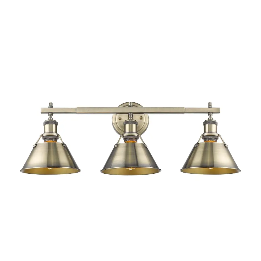 Orwell 3-Light Vanity in Aged Brass - Image 1