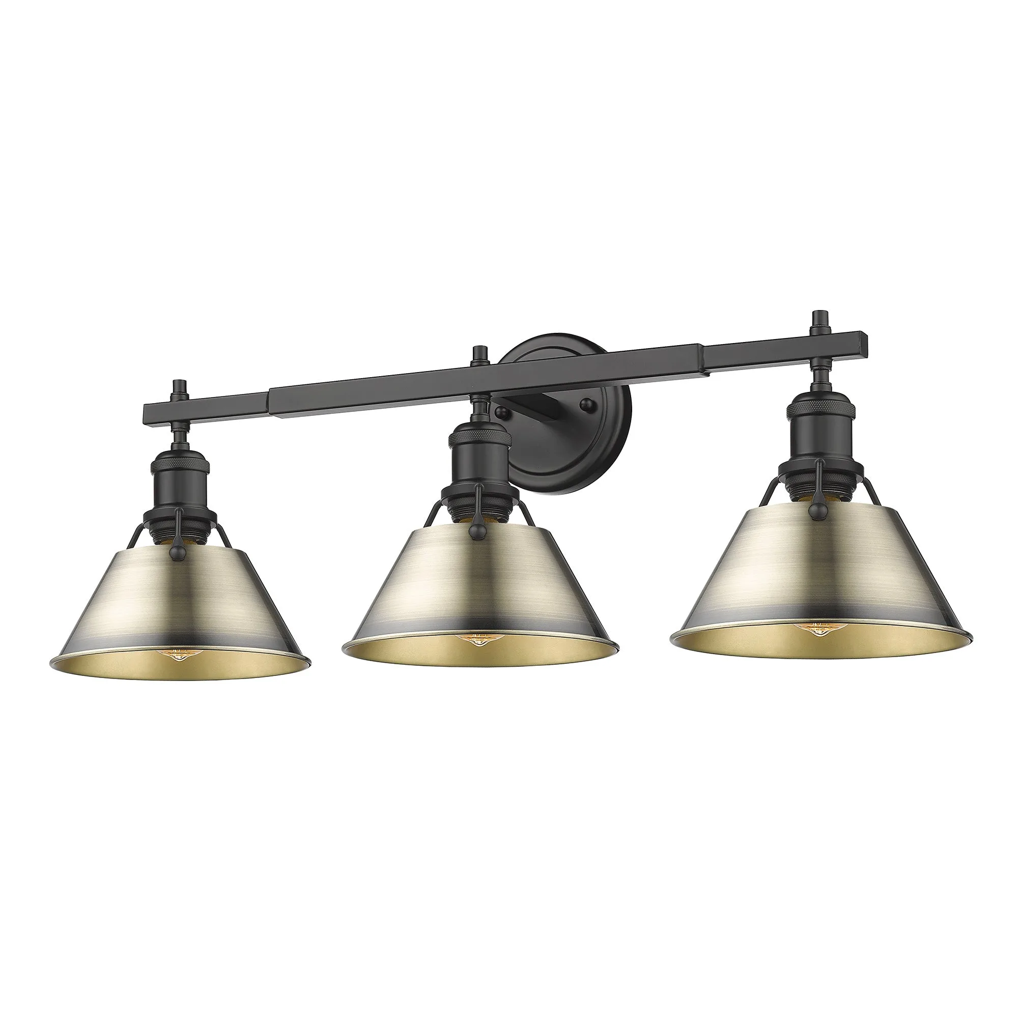 Orwell 3-Light Vanity in Matte Black and Aged Brass
