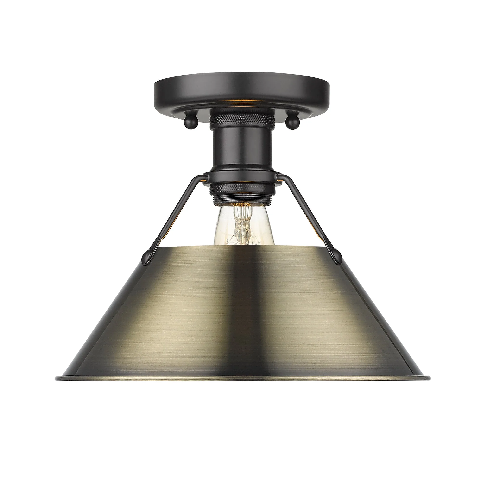 Orwell 1-Light Flush Mount in Matte Black and Aged Brass