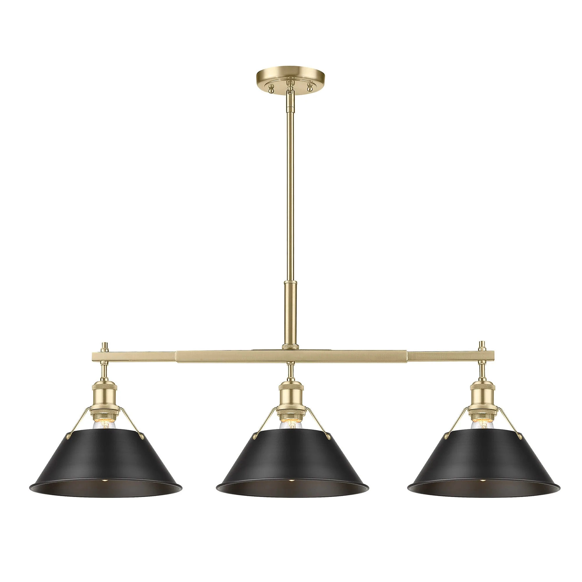 Orwell 3-Light Island Light in Brushed Champagne Brass with Matte Black Shade