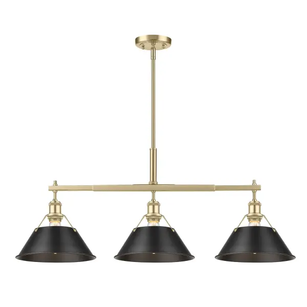 Orwell 3-Light Island Light in Brushed Champagne Brass with Matte Black Shade - Image 1