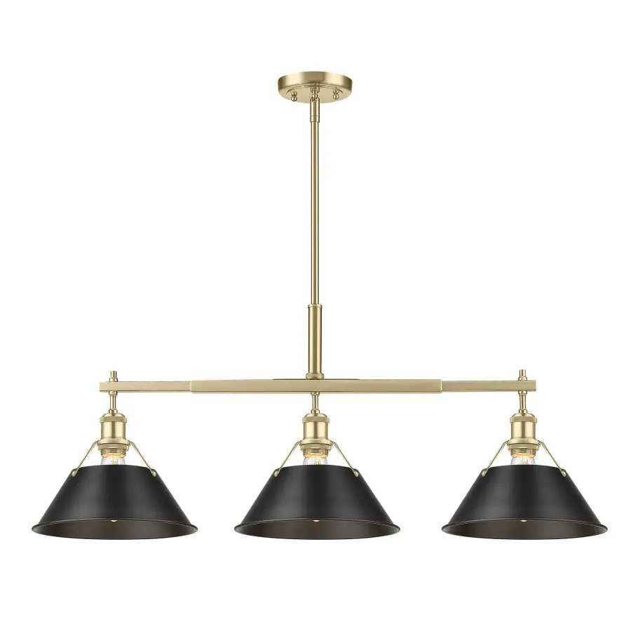 Orwell 3-Light Island Light in Brushed Champagne Brass with Matte Black Shade - Image 1