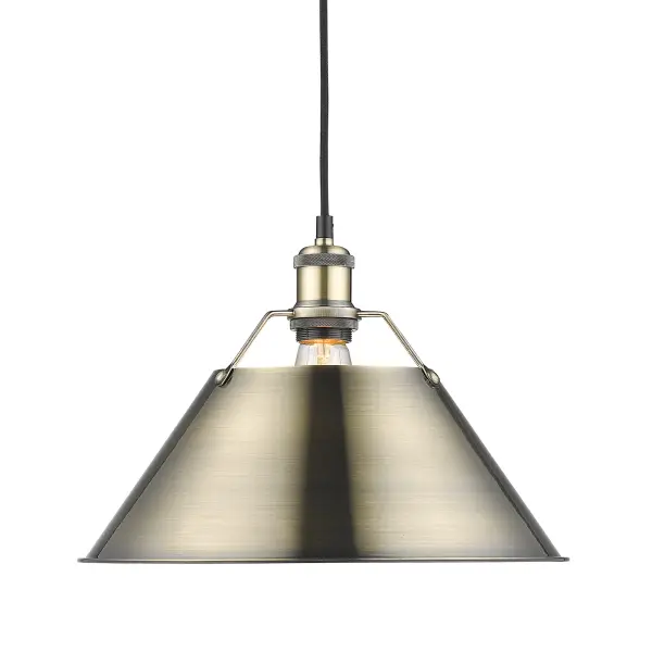Orwell 14" Industrial Pendant in Aged Brass - Image 1