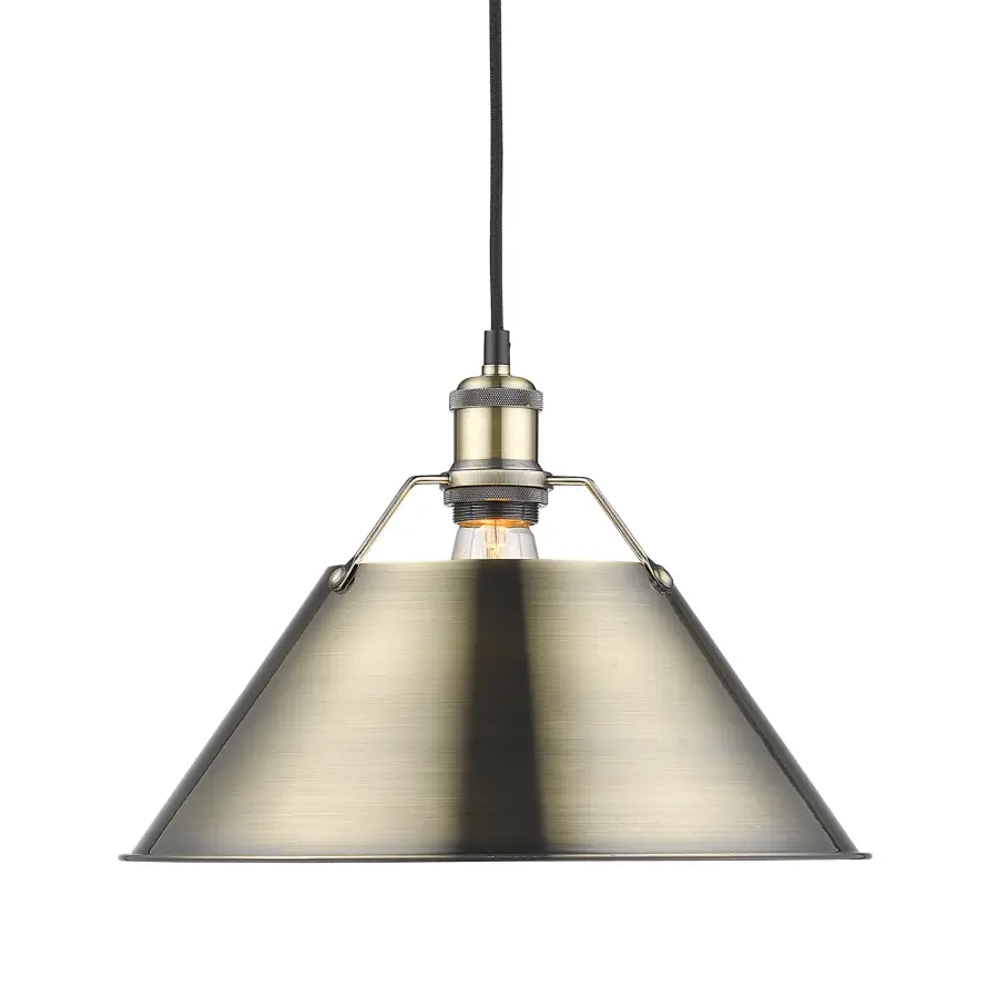 Orwell 14" Industrial Pendant in Aged Brass - Image 1