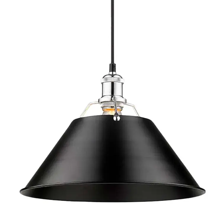 Orwell 14" Industrial Pendant Light in Chrome with Matte Black Shade - Image 1
