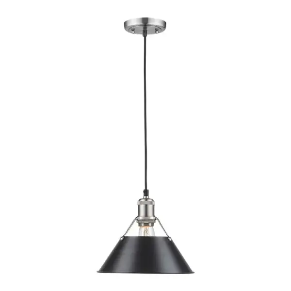 Orwell 14" Industrial Pendant Light in Chrome with Matte Black Shade - Image 3