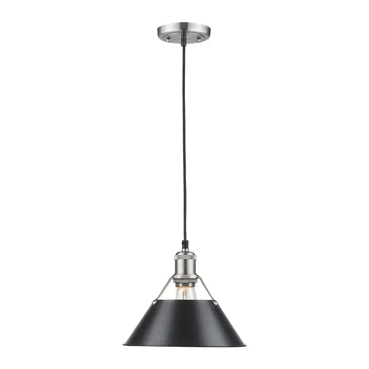 Orwell 14" Industrial Pendant Light in Chrome with Matte Black Shade - Image 3