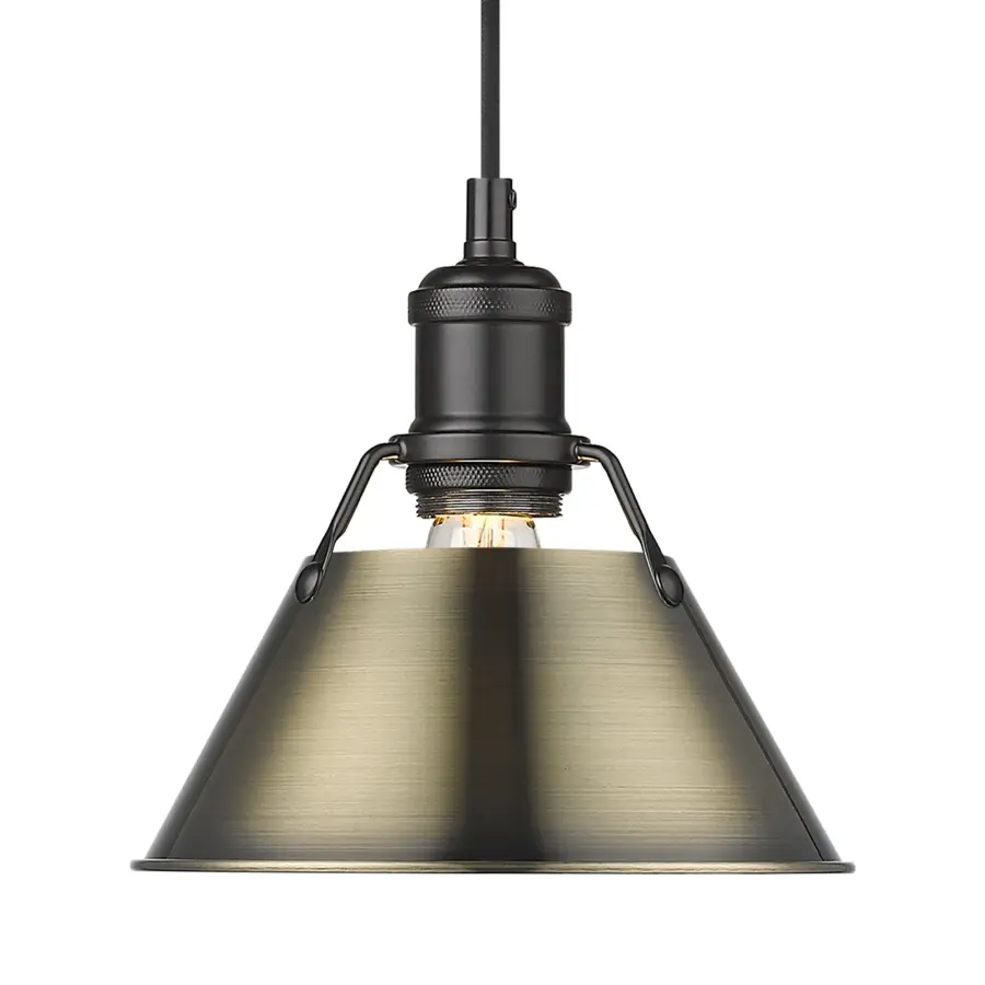 Orwell 1-Light Pendant in Matte Black with Aged Brass Shade - Image 1