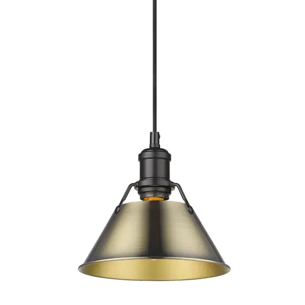 Orwell 1-Light Pendant in Matte Black with Aged Brass Shade - Image 3