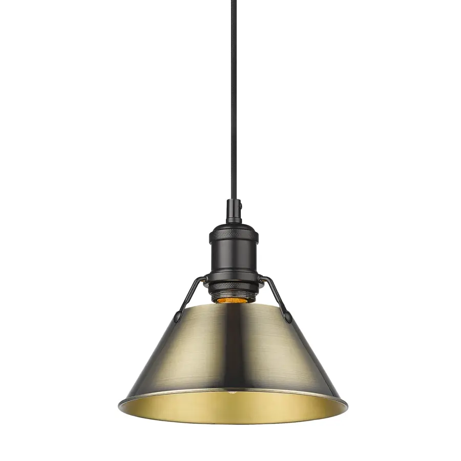 Orwell 1-Light Pendant in Matte Black with Aged Brass Shade - Image 3