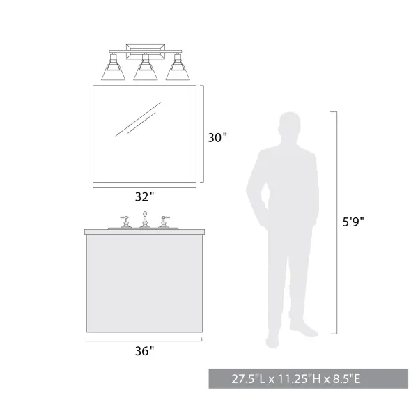 Golden Lighting Kepler 3-Light Vanity in Matte Black - Image 6
