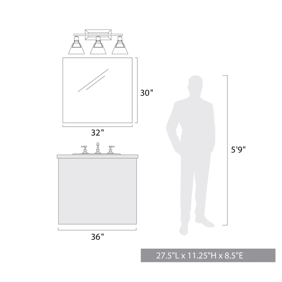 Golden Lighting Kepler 3-Light Vanity in Matte Black - Image 6