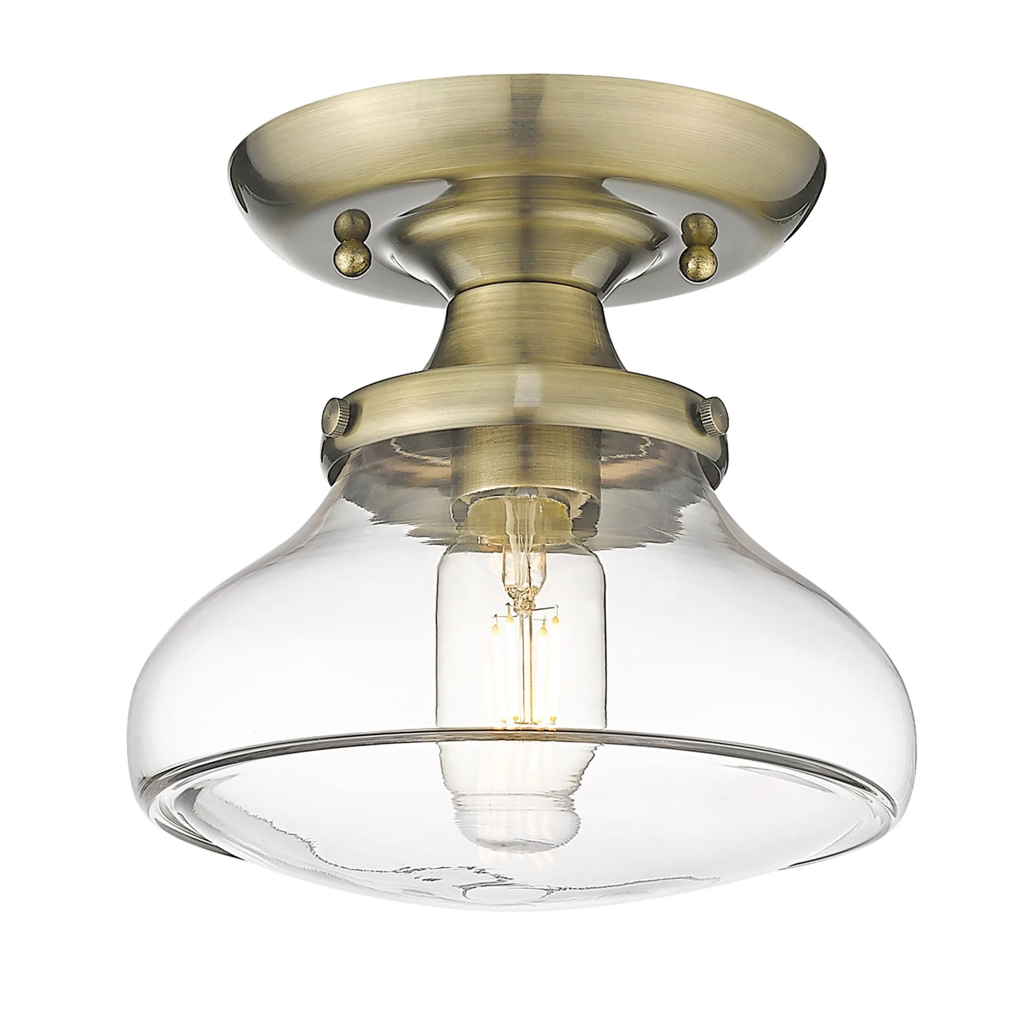 Nash One Light Semi-Flush Mount in Aged Brass