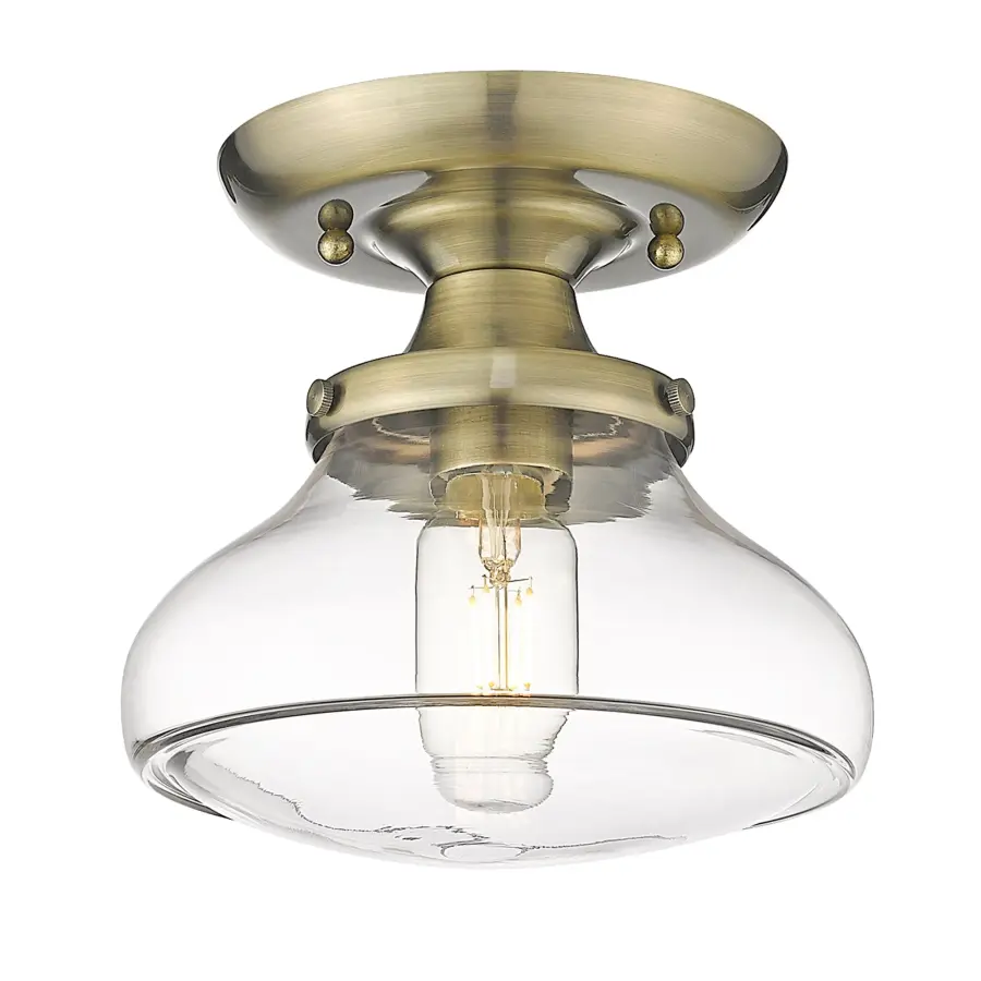 Nash One Light Semi-Flush Mount in Aged Brass - Image 1