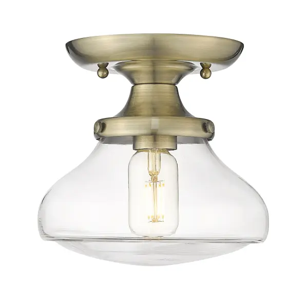 Nash One Light Semi-Flush Mount in Aged Brass - Image 2