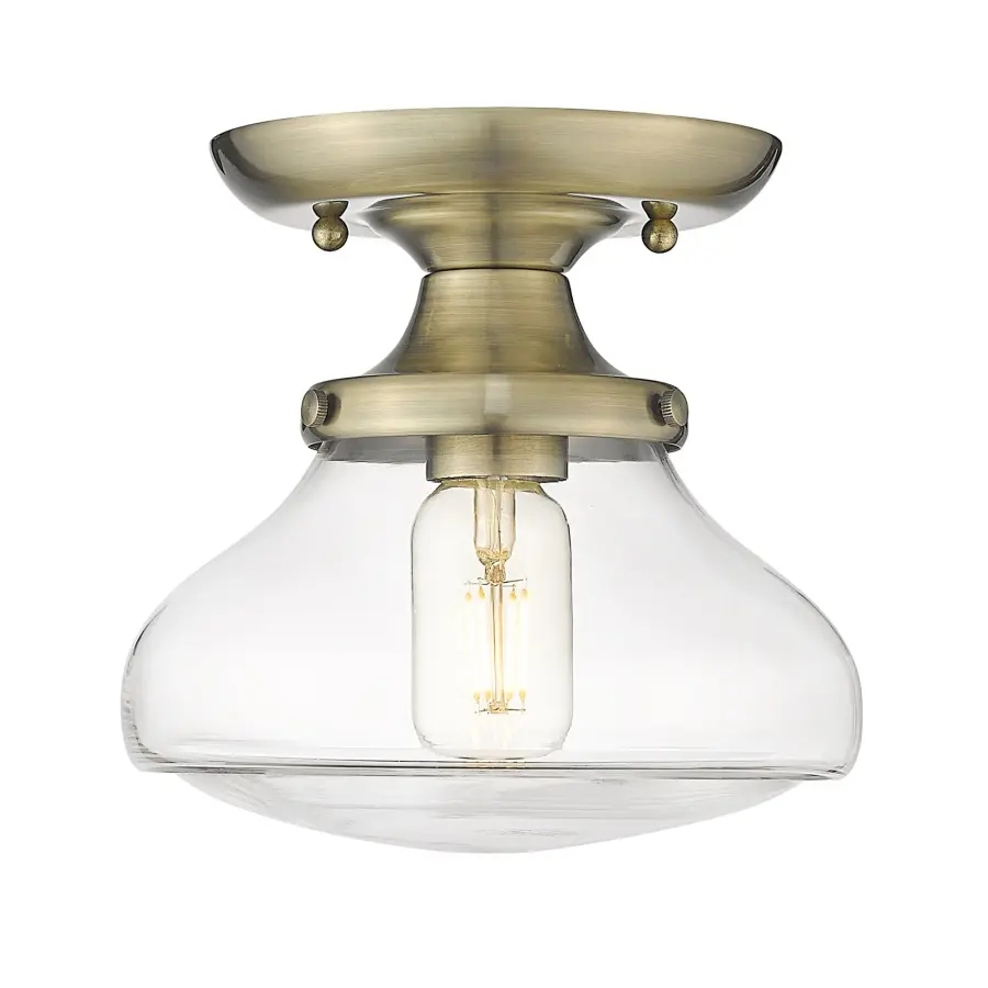Nash One Light Semi-Flush Mount in Aged Brass - Image 2