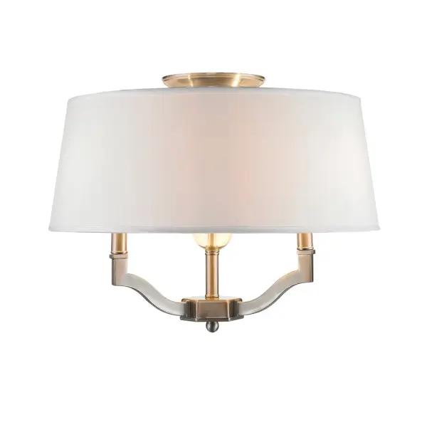 The Waverly combines classic elegance with modern versatility through its convertible mounting system and refined pewter finish. The fabric drum shade provides soft, diffused lighting ideal for mid-height ceilings. - alternate view
