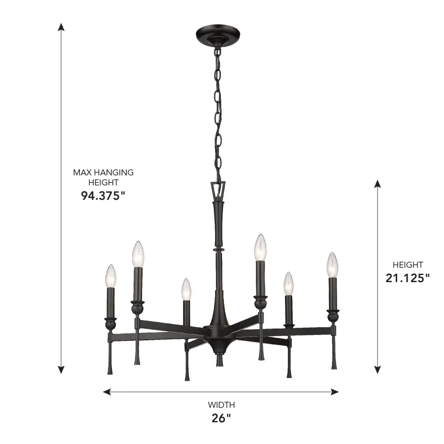 Golden Lighting Landon 6-Light Chandelier in Matte Black - Image 2
