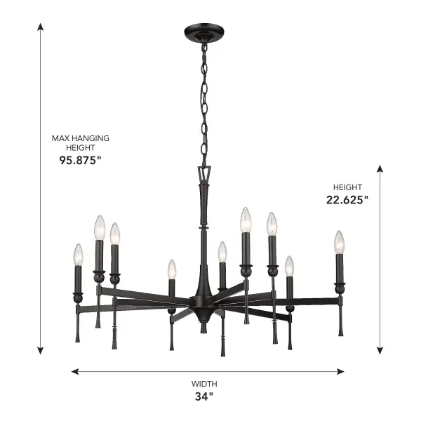 Golden Lighting Landon 9-Light Chandelier in Matte Black - Image 2