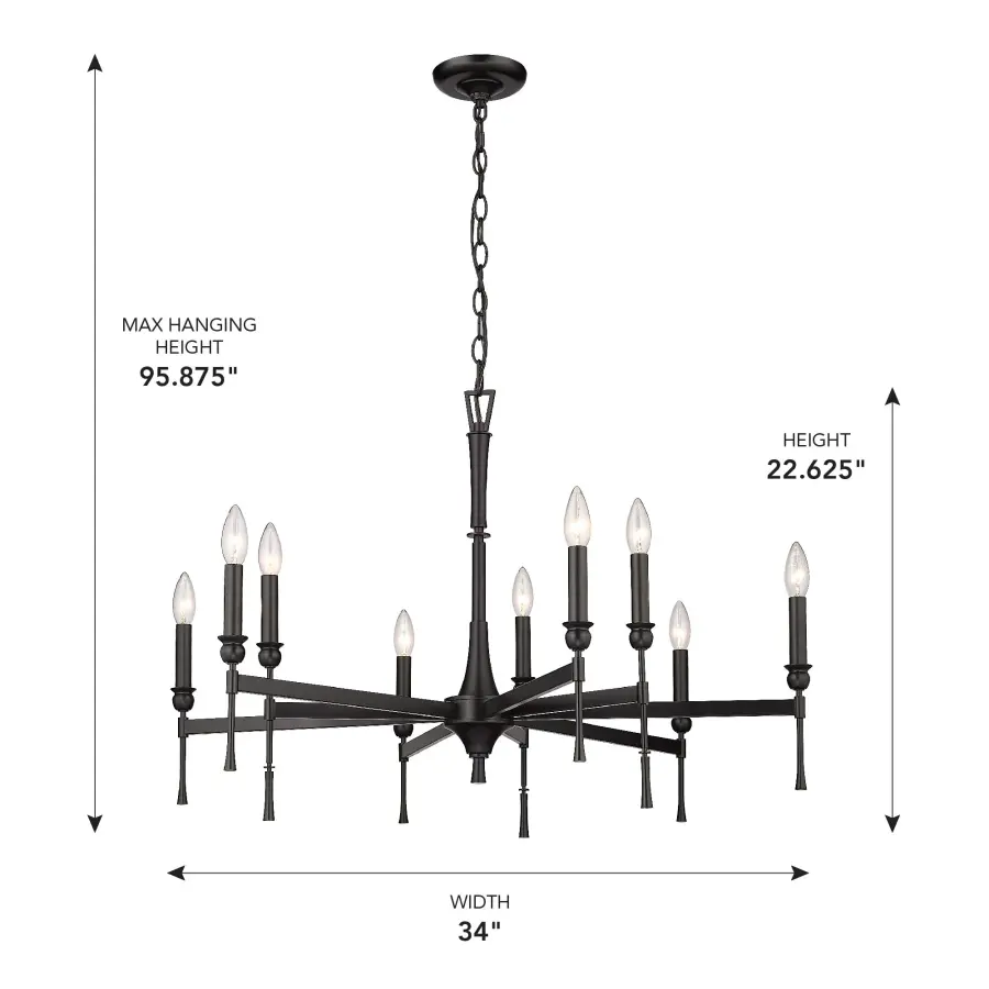 Golden Lighting Landon 9-Light Chandelier in Matte Black - Image 2