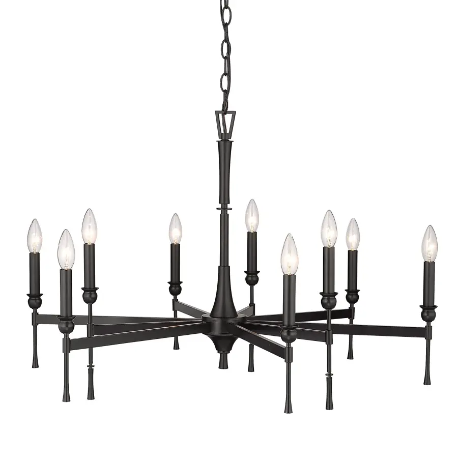 Golden Lighting Landon 9-Light Chandelier in Matte Black - Image 3
