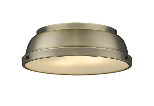 Duncan 2-Light Flush Mount in Aged Brass - Image 1