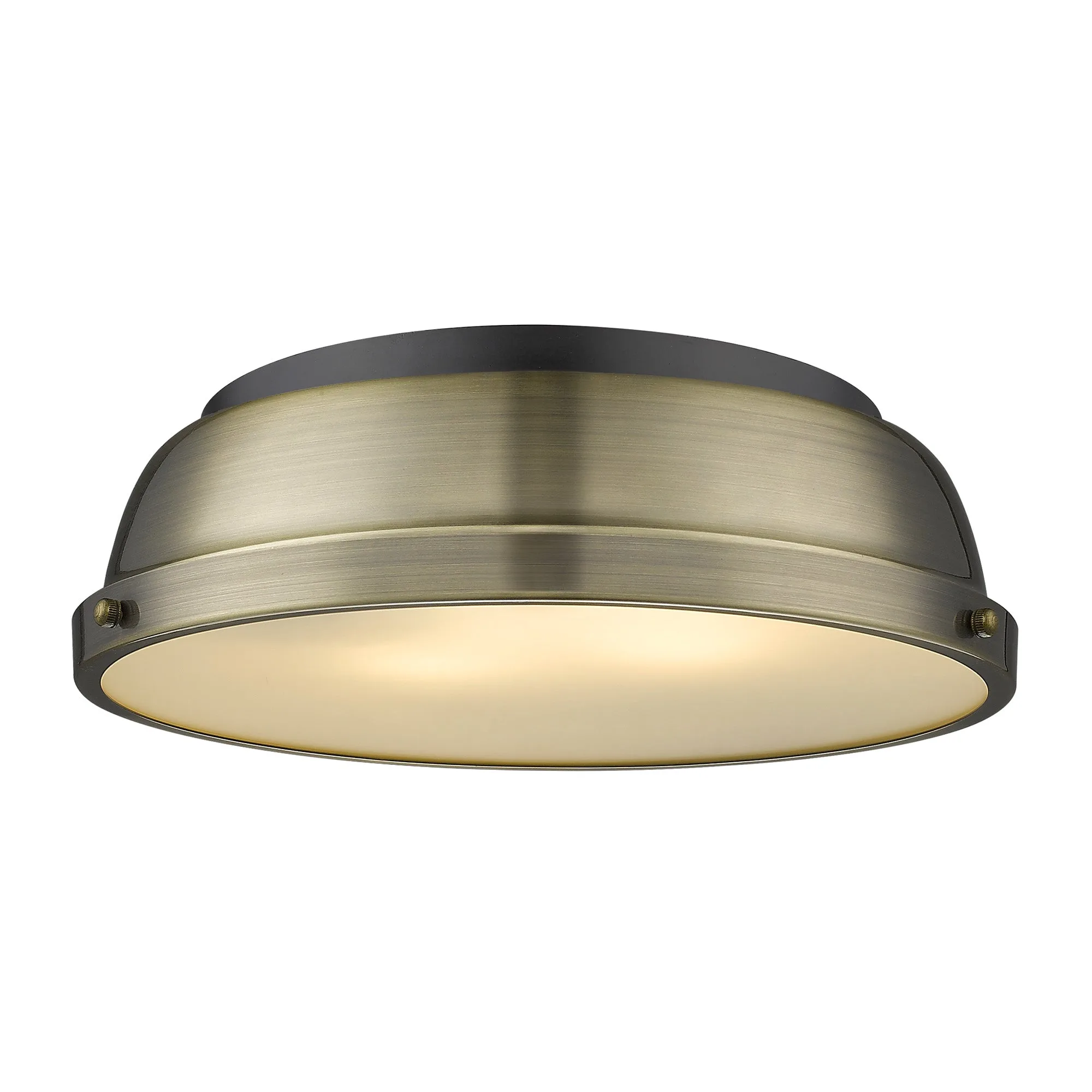 Duncan 2-Light Flush Mount in Matte Black with Aged Brass Shade