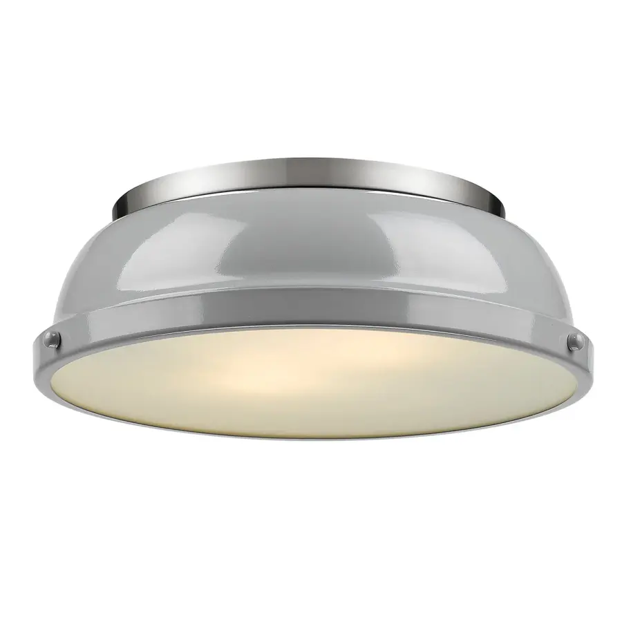 Duncan 2-Light Flush Mount in Pewter with Gray Shade - Image 1