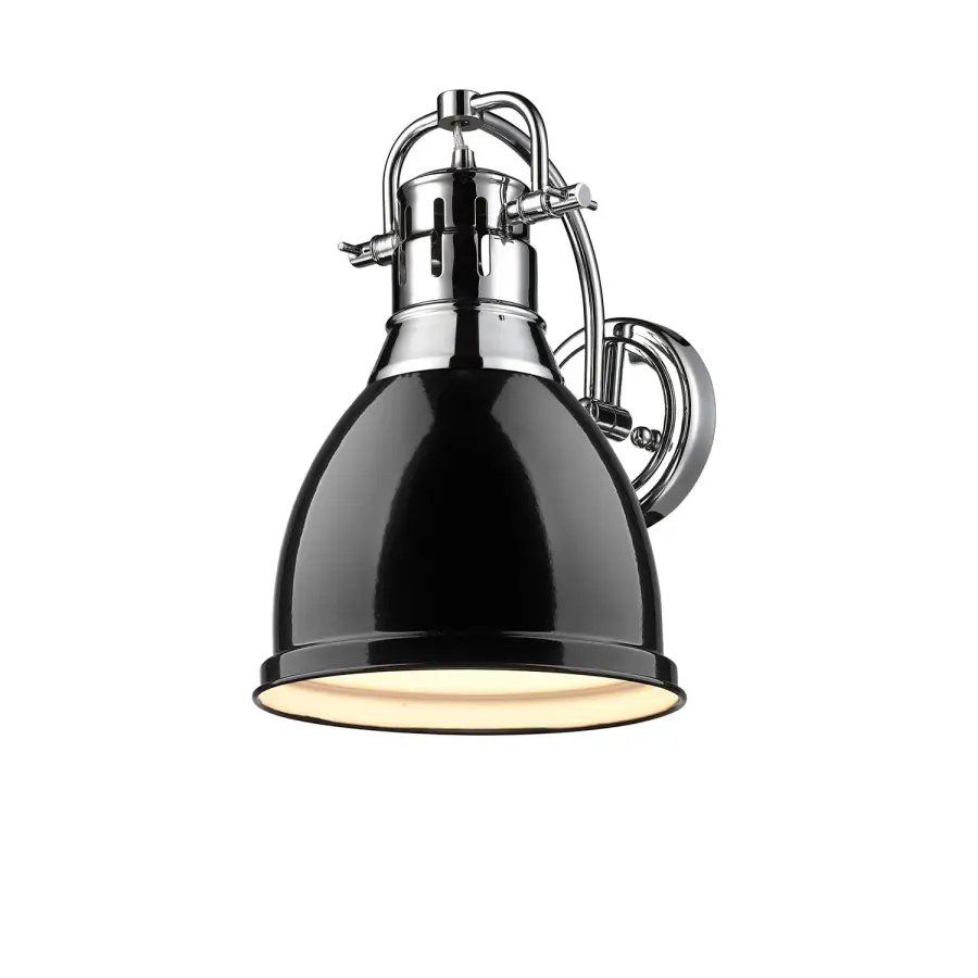Duncan 1-Light Wall Sconce in Chrome with Black Shade - Image 1
