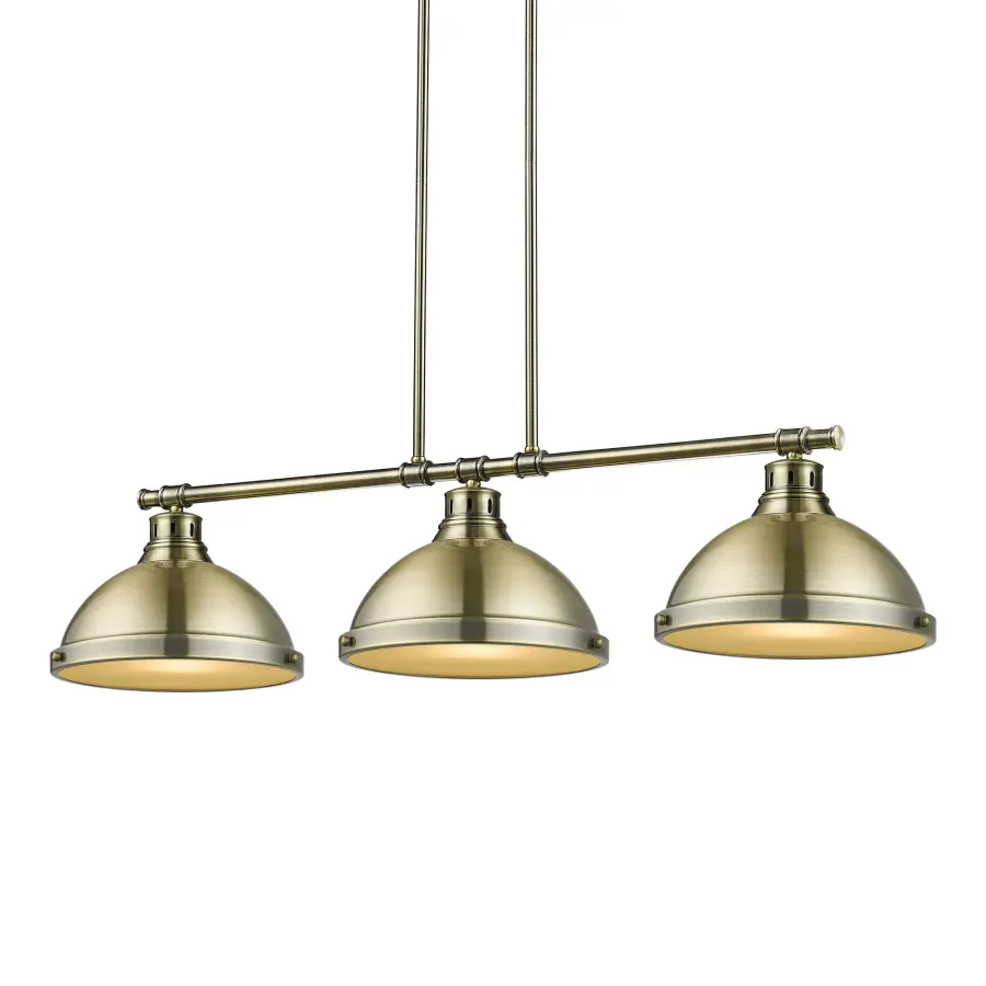 Duncan 3-Light Island Light in Aged Brass - Image 1