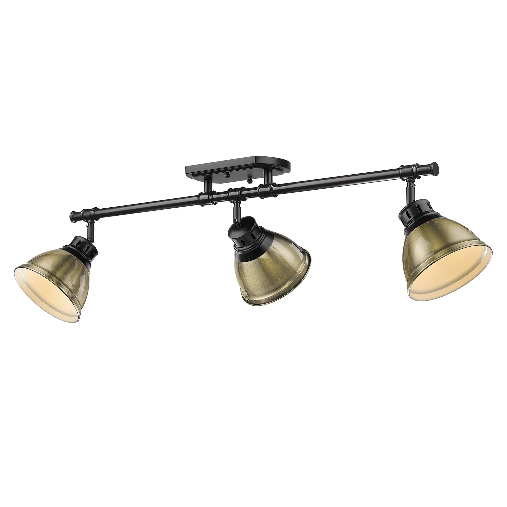 Duncan 3-Light Semi-Flush Mount in Matte Black with Aged Brass