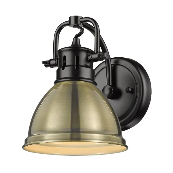 Duncan 1-Light Vanity in Matte Black with Aged Brass Shade - Image 1