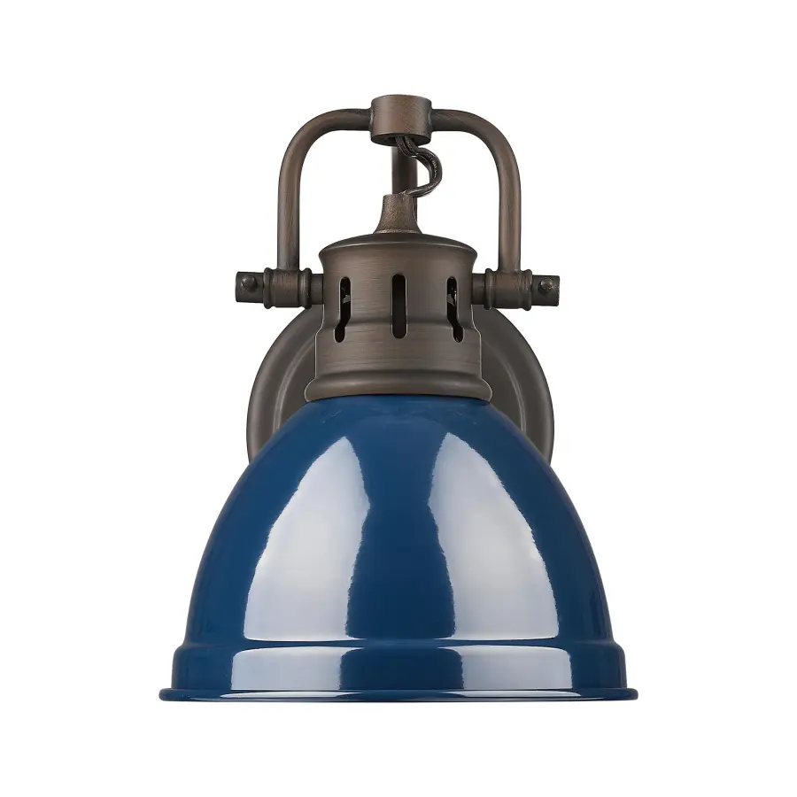 Duncan 1-Light Vanity in Rubbed Bronze with Navy Blue Shade - Image 2
